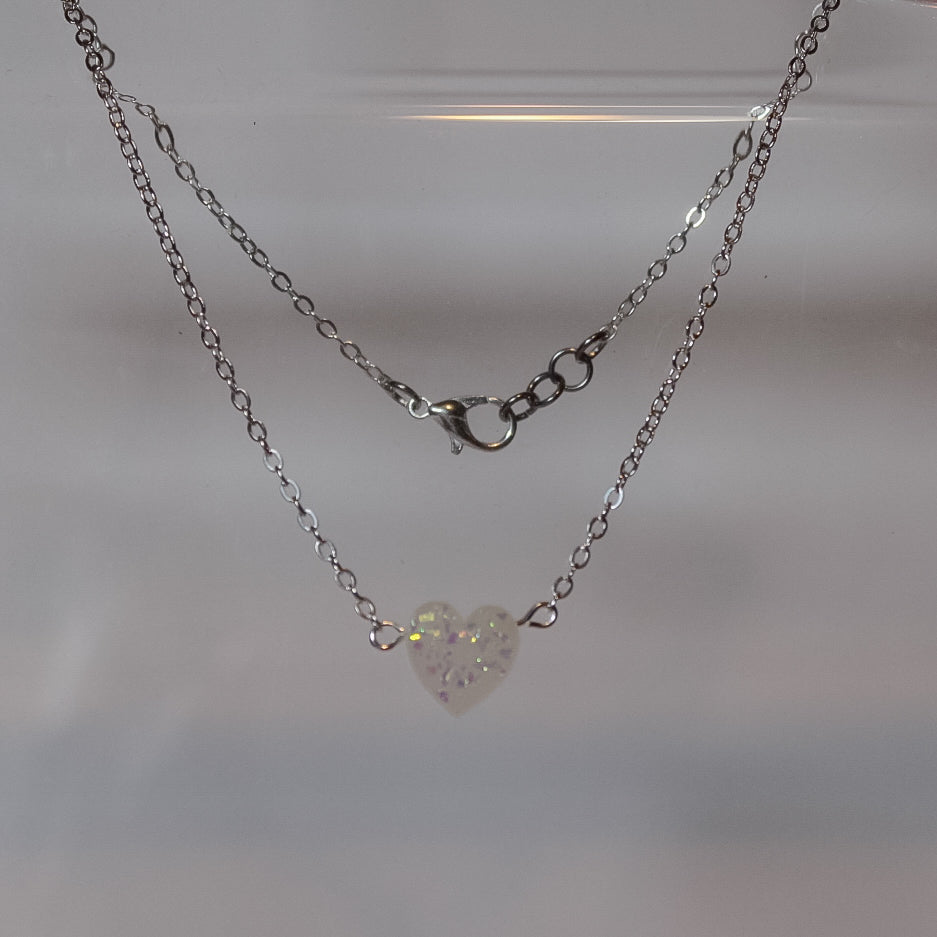 Dainty Glitter Heart Necklace