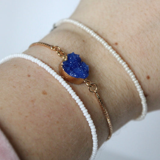 Royal Blue Druzy- on sliding adjustable