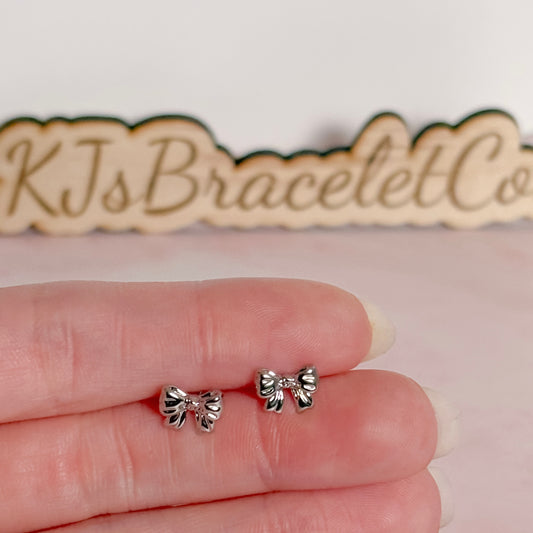 Tiny Silver Bow Studs