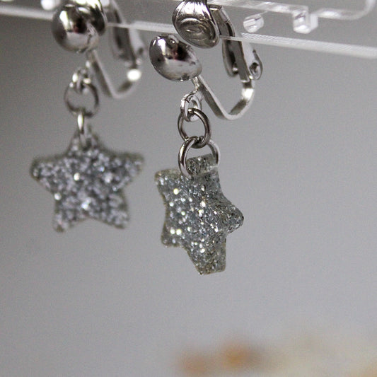 Silver Star Earrings (clip or stud)