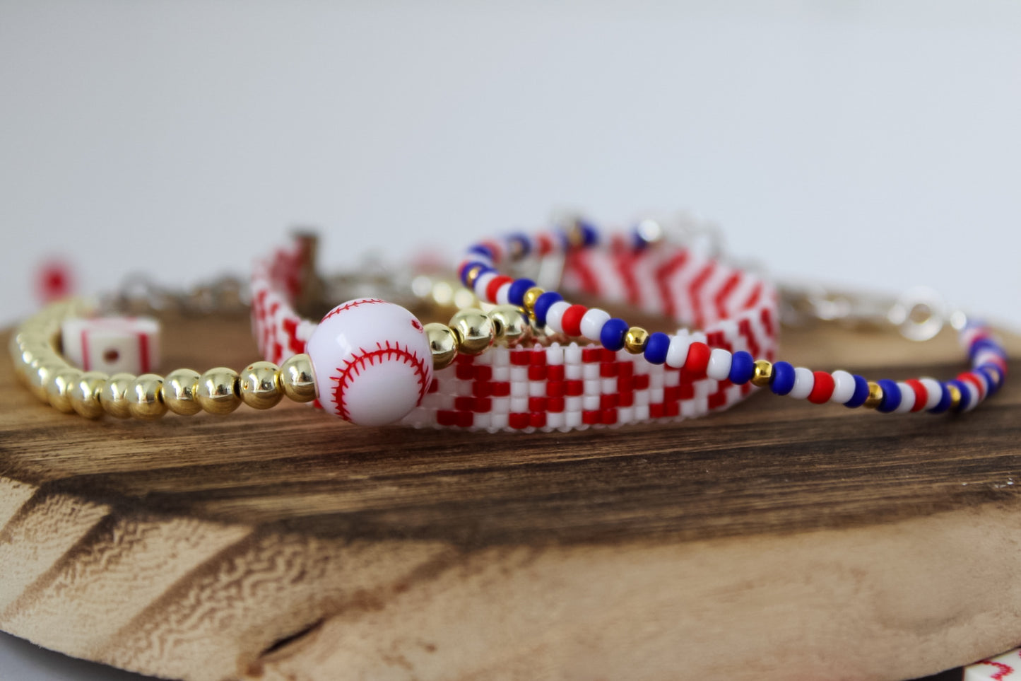 MLB mini dainty (gold or silver spacers)