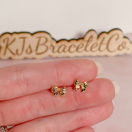 Tiny Gold Bow Studs