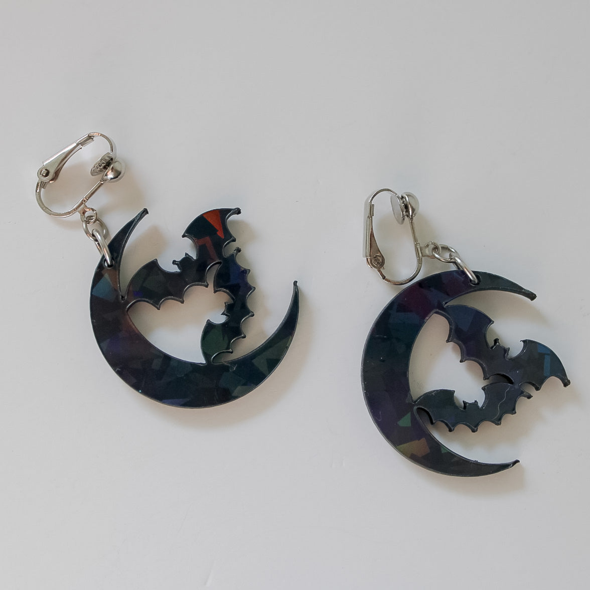 Holographic bat earrings