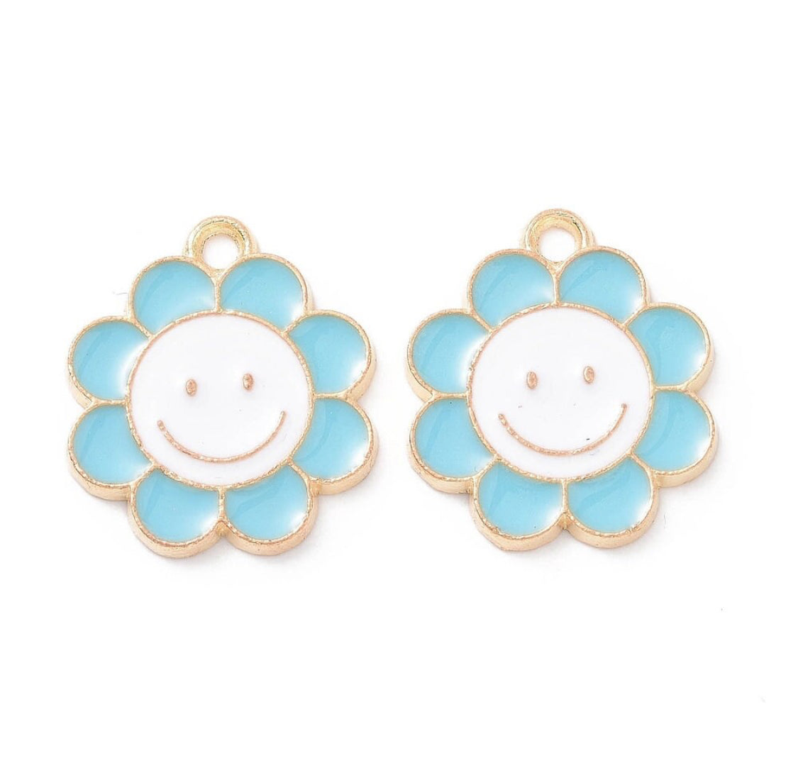 Blue smiley flower charm add on