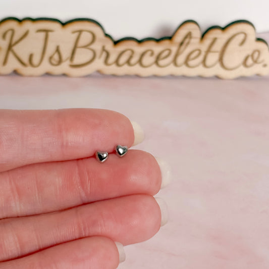 Tiny Silver Heart Studs