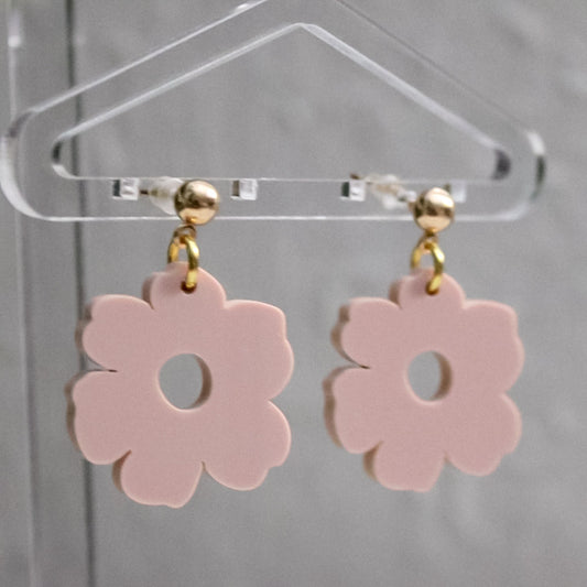 Muted pink flower earrings (clip or stud)