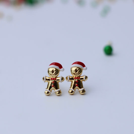 14K GP Gingerbread Earrings (Studs)