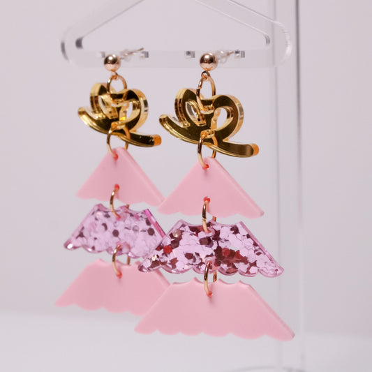 Pink tree earrings