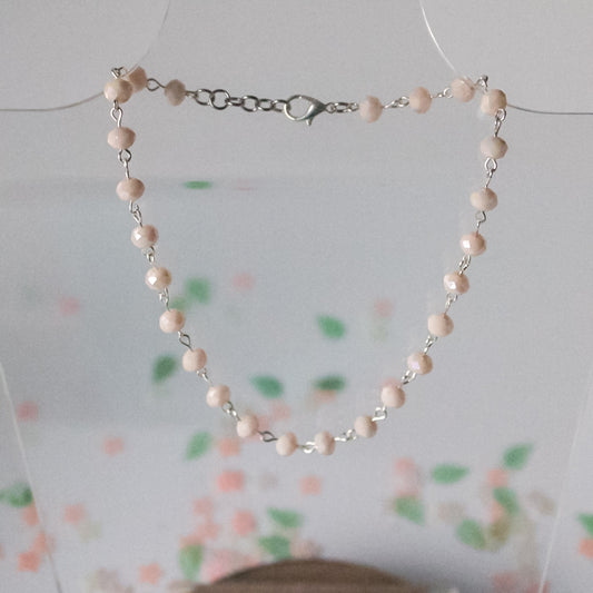 Tan iridescent crystal necklace