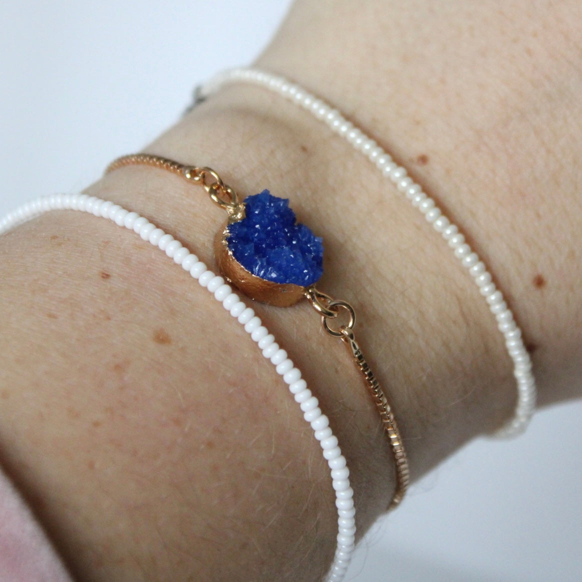 Royal Blue Druzy- on sliding adjustable