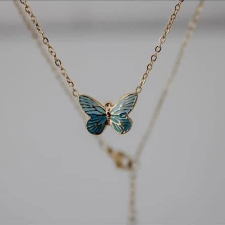 Blue Butterfly Necklace