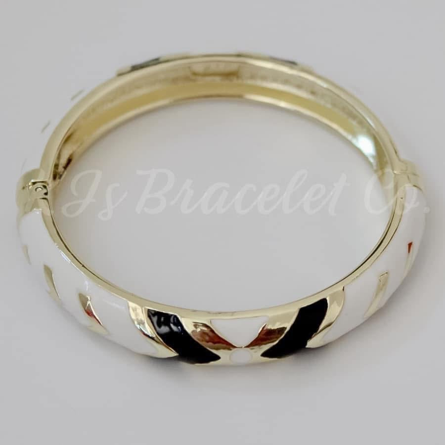 Black white gold bangle- Adult medium