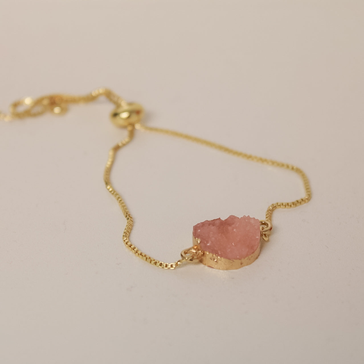 Pink Druzy Sliding Adjustable