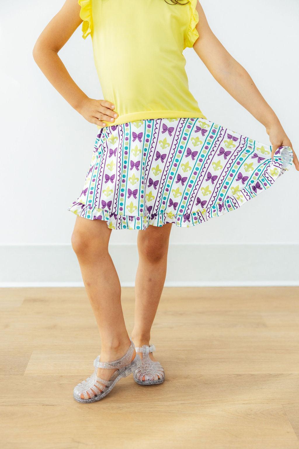 Mardi Gras Ruffle Twirl Skort