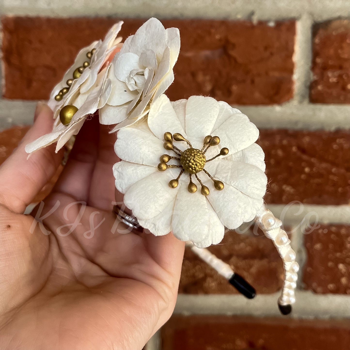 Creamy White floral headband RTS