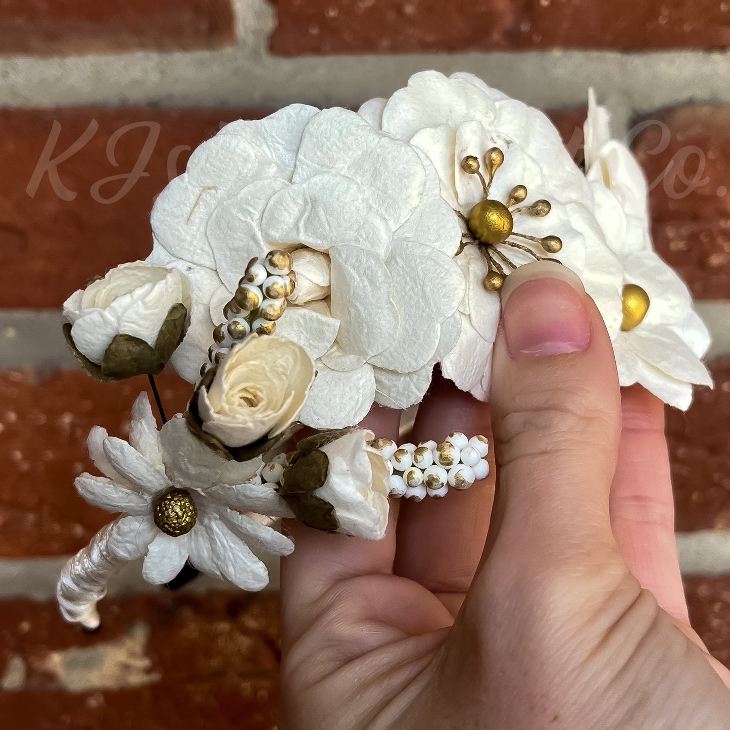 Creamy White floral headband RTS