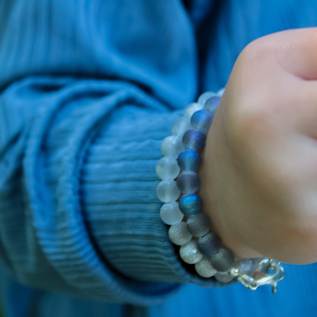 Blue/silver Druzy