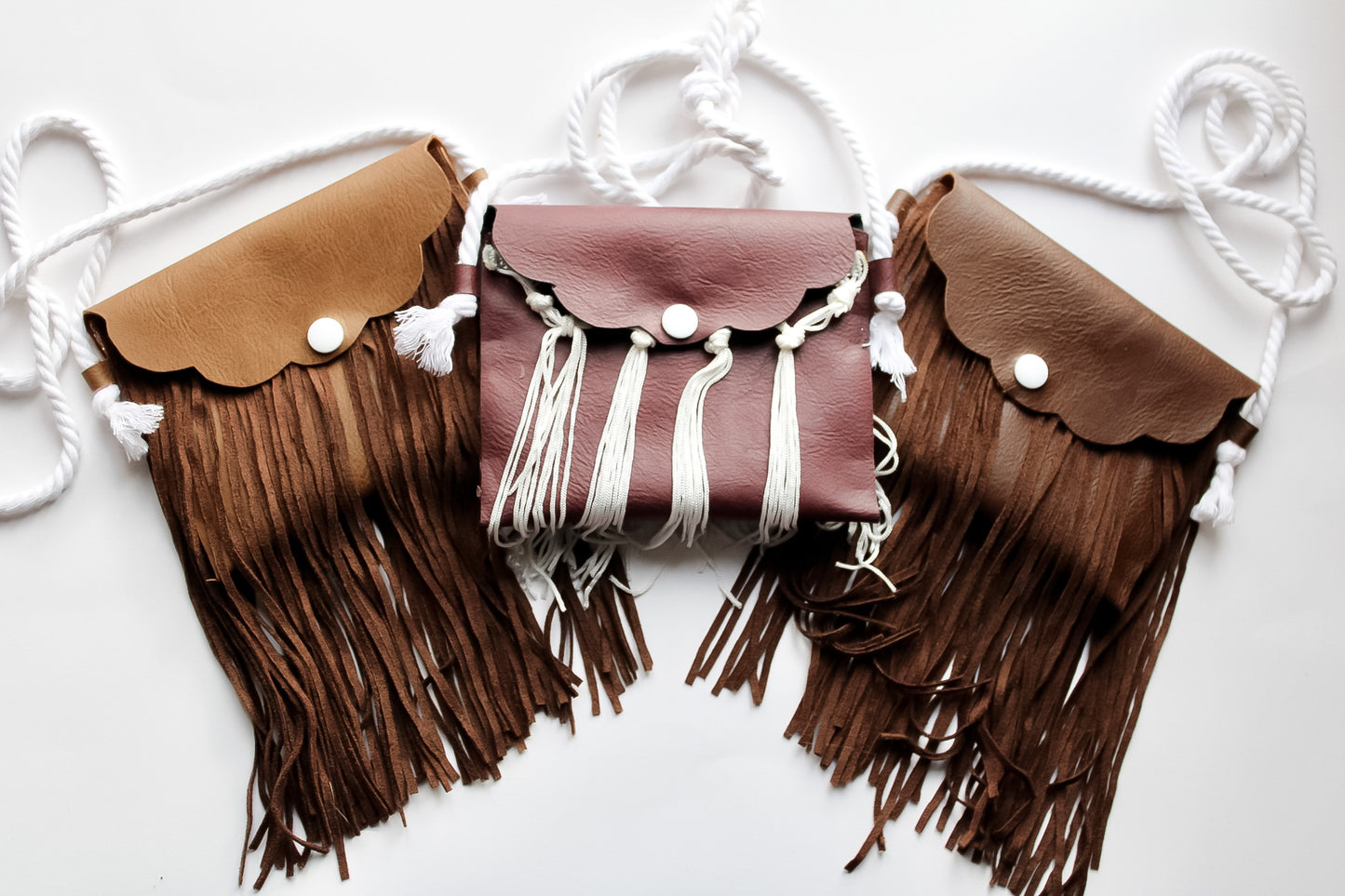 Medium brown fringe handbag